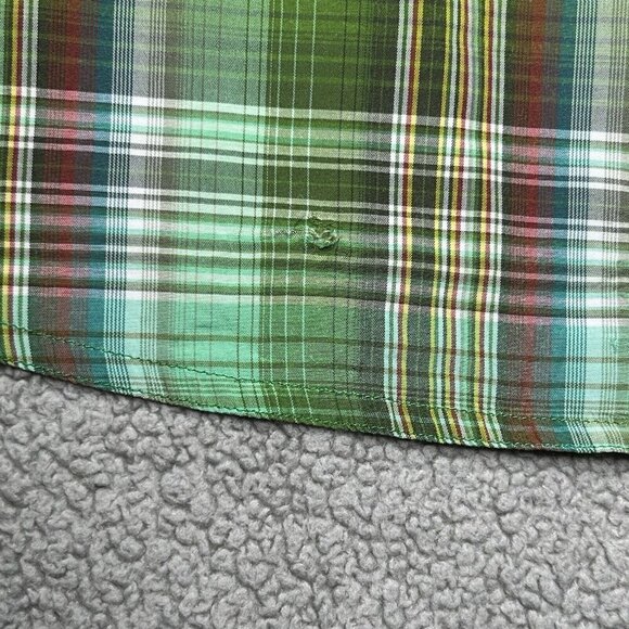 Prana Shirt Mens Large Green Tartan Plaid Western Button Up Cargo Casual READ - Picture 9 of 15